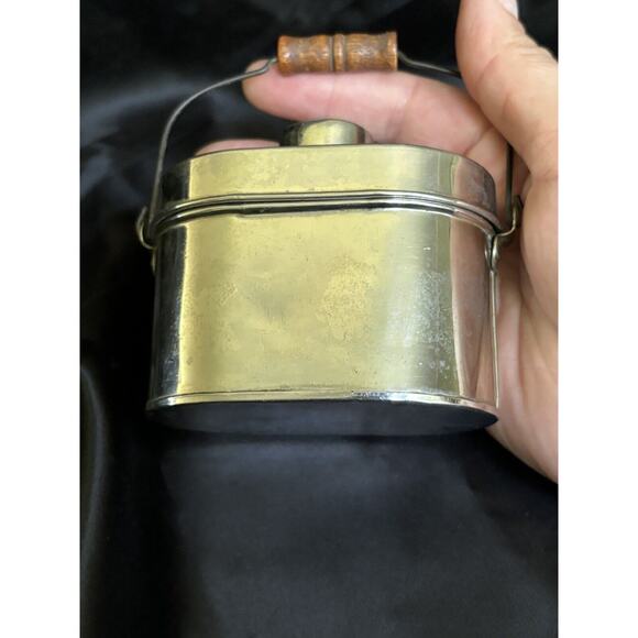 Antique Salesman Sample Miner's Lunch Box 3" Tall x 3.5" Wide Wooden Handle - Picture 3 of 16